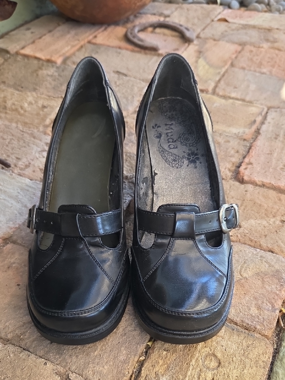 Black Leather Mary Jane Loafers - Women's Size 8.5M